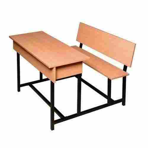 Chemical Resistant Polished Wood And Paint Coated Iron School Bench