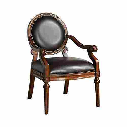 Indian Style Plain Polished Genuine Leather Antique Wooden Chair