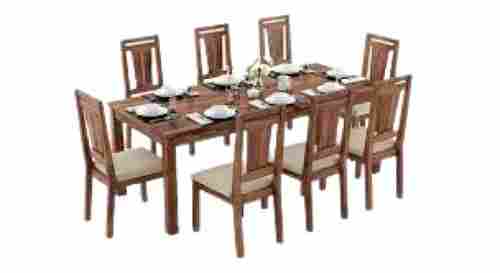 69 Inch X Width 35 Inch X Height 30 Inch Set With 8 Chair Teak Finish Wood Dining Table