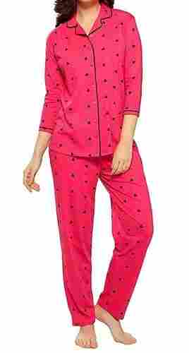 Full Sleeves Printed Daily Wear Cotton Night Suit With Pyjama For Ladies