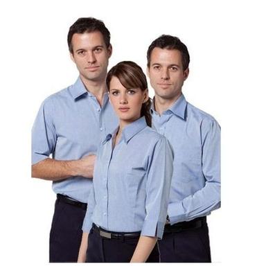 Blue Unisex Full Sleeves Shirt And Trouser Office Uniform
