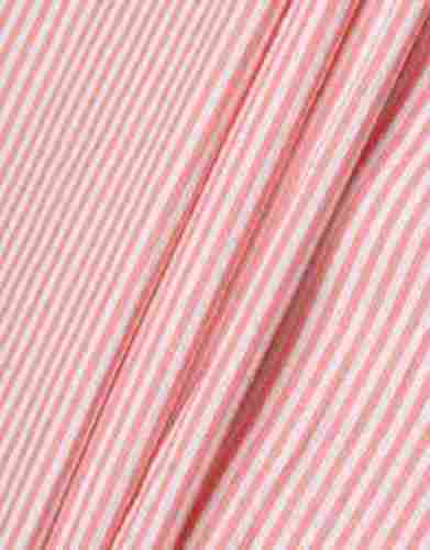 Peach With White Striped Pattern Polyester Cotton Fabrics
