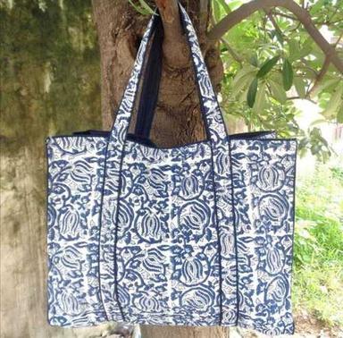 Reversible 100% Pure Cotton Quilted Tote Bag Design: Block Print
