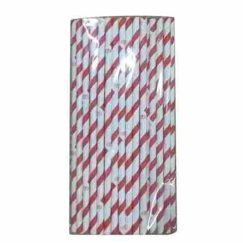 White And Red 6mm Paper Straw For Event And Party Supplies