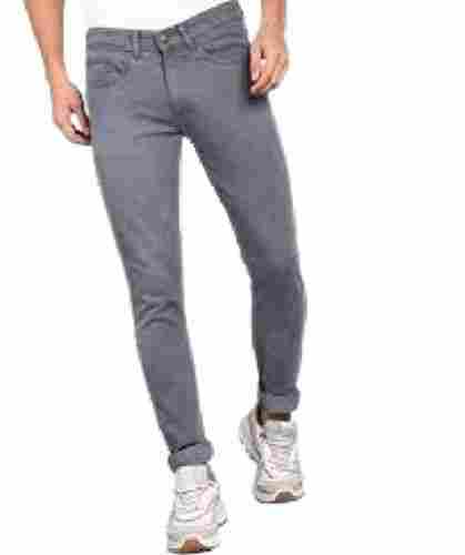 Mens Plain Grey Casual Wear Regular Fit Denim Jeans Pant