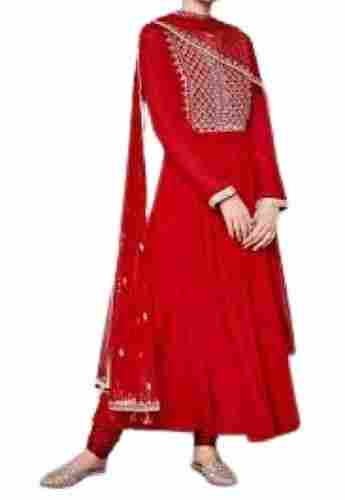 Ladies Full Sleeve Red Churidar Suits