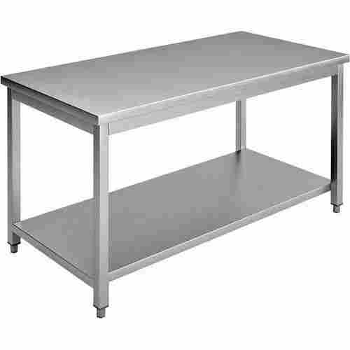 Matte Finished Polished Rectangular Stainless Steel Work Table