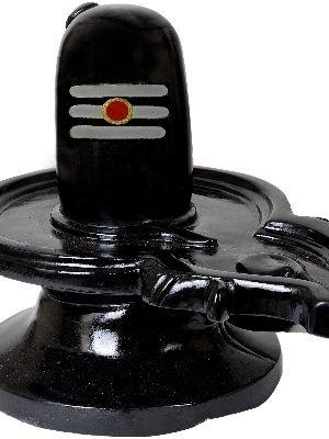Polished Black Marble Shivling For Temple Decor