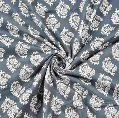 44 Inches Wide Hand Washable Quick Dry Block Printed Cotton Grey Fabric