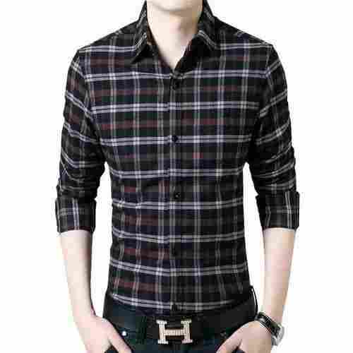 Full Sleeves Button Closure Classic Collar Check Shirt For Men