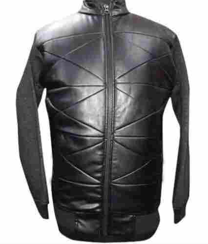 Full Sleeves Zipper Closure Mens Leather Jacket