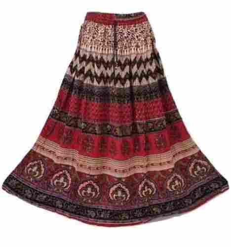 Multi Color Ladies Printed Long Skirt