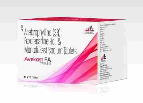 Acebrophyline 200 Mg Plus Montelukast Sodium 10 Mg Plus Fexofenadine 120 Mg Tablets