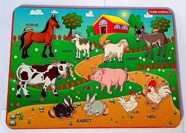 Farm Animal Knob Puzzle Game For 3-5 Years Age Kids