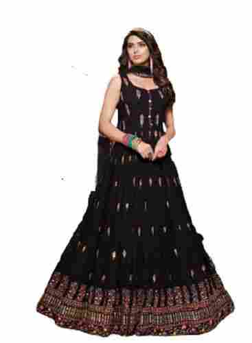 Beautiful Georgette Embroidered Semi Stitched Gown For Ladies