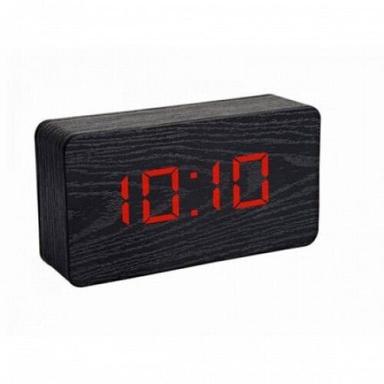 Table Top Black Digital Wooden Clock