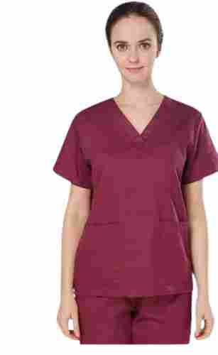 Pure Cotton Material Plain Pattern V-Neck Ladies Nurse Uniform