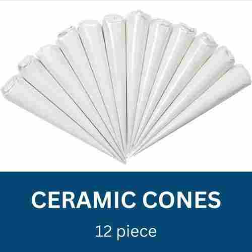 White Ceramic Cones For Decoration Work, Pack Of 12 Pieces 