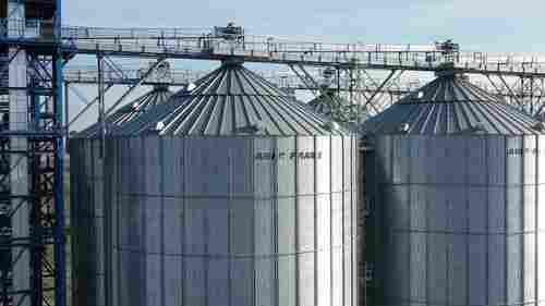 Large Capacity Grey Round Metal Polished Grain Storage Silos