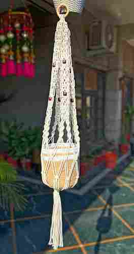 Hand Knotted Natural Cotton Double Macrame Plant Hanger