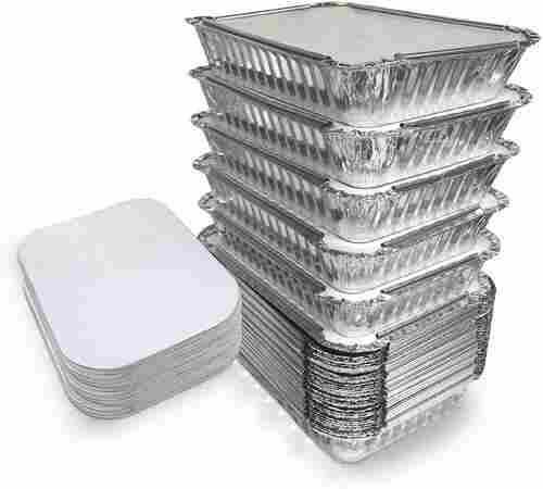 Silver Foil Container With Lid For Food Packaging Use