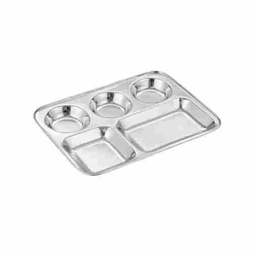 Stainless Steel Dinner Plate 5 in 1 Rectangle Compartment Plate
