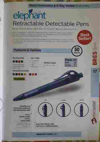 Metal Retractable Detectable Pens, 50 Pieces Pack