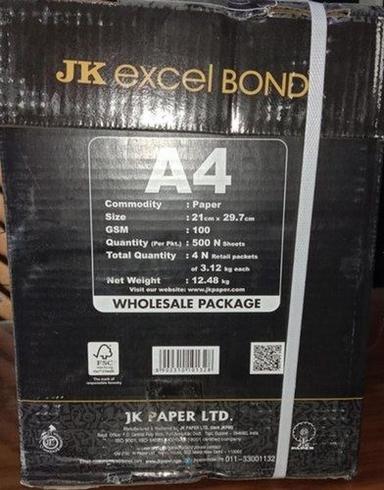 White Wholesale Pack Jk Excel Bond 100 Gsm A4 Size Paper