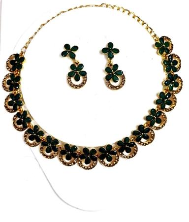 Enamel Necklace Earrings Set For Party Wear