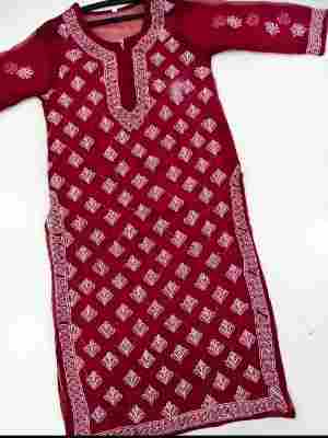 Comfortable To Wear Printed Lucknowi Kurtis