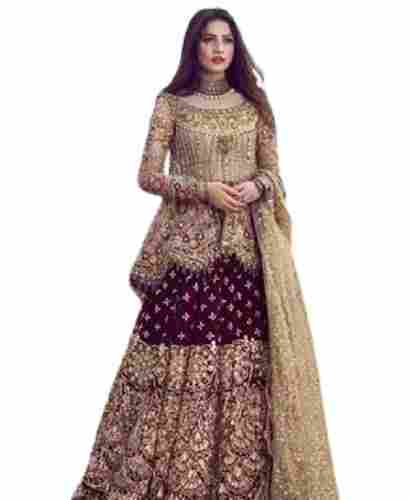 Beautiful Designer Butterfly Net With Embroidery Suit