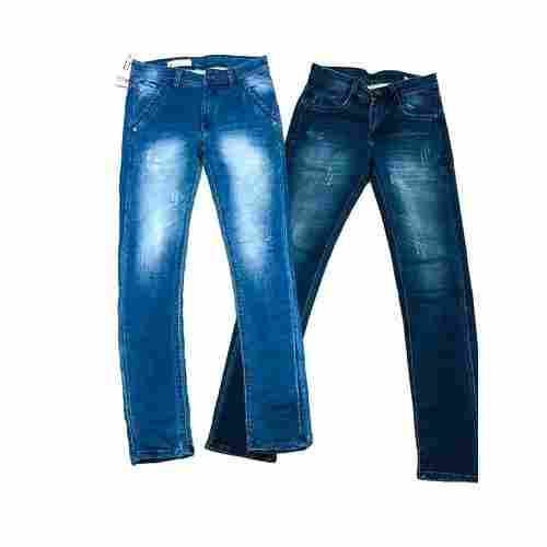 Slim Fit Mens Blue Faded Denim Jeans For Causal Wear