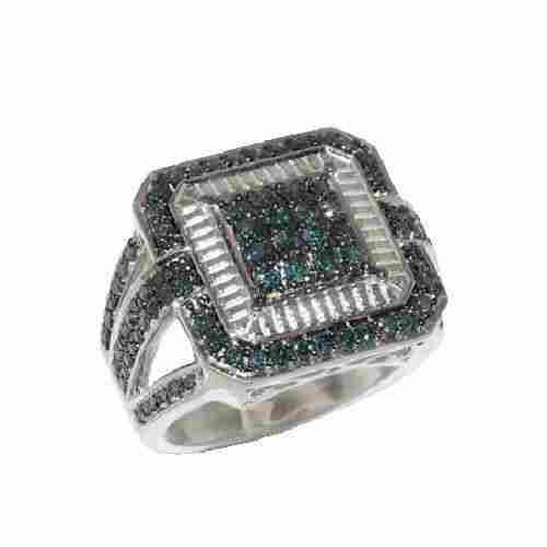 Fancy Design Blue Diamond Ring For Party Wear