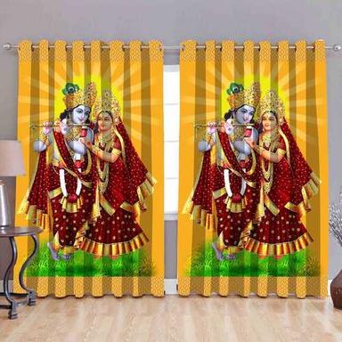 4 X 8 Feet Radhe Krishna Digital Printed Cotton Curtain