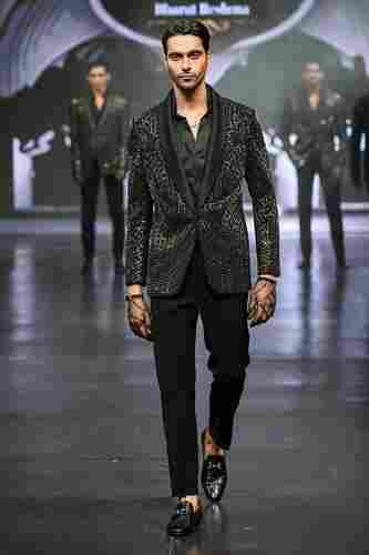 Attractive Pattern Fleece Large Slim Fit Mens Casual Blazer Suit