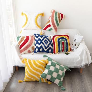 Multi Square Shape Embroidered Decorative Pillows 