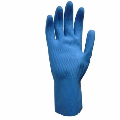 Natural Plain Blue Color Synthetic Exam Glove