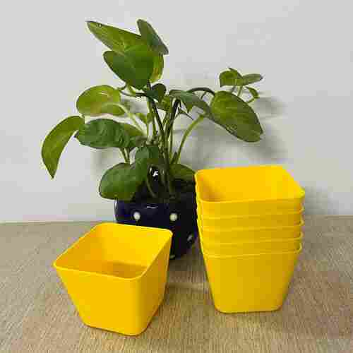 Decorative Square Yellow Plastic Plant And Flower Pot For Home Garden