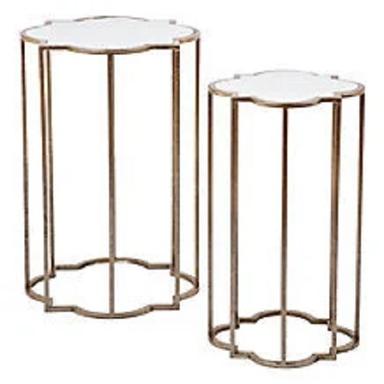 Golden Finish Aluminium Frame Table With Glass Table Top