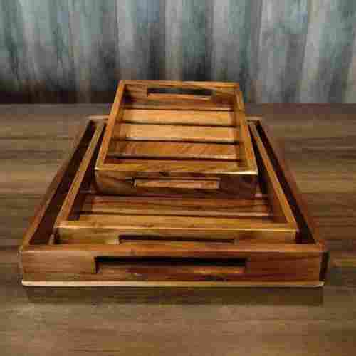 Rectangular Shape Wooden Serving Tray For Kitchen Use