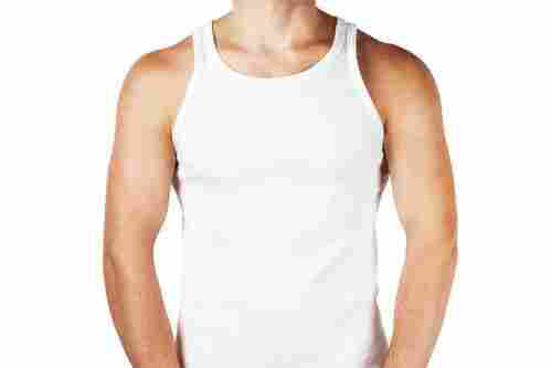 Sleeveless White Mens Plain Cotton Vest