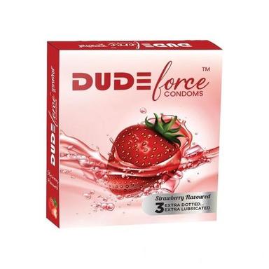 Natural Strawberry Flavoured Dudeforce Dotted Male Condoms