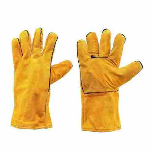Long Lasting Yellow Full Finger Leather Gloves For Industrial