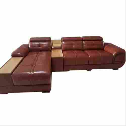 Brown Leather L Shape Sectional Sofa Set