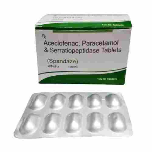 Spandaze Aceclofenac, Paracetamol & Serratiopeptidase Tablet