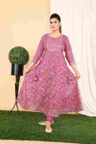 Ladies Printed Cotton Anarkali Kurti For Casual Wear