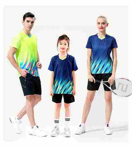 Multi Color Short Sleeves Unisex Badminton Sport Uniform