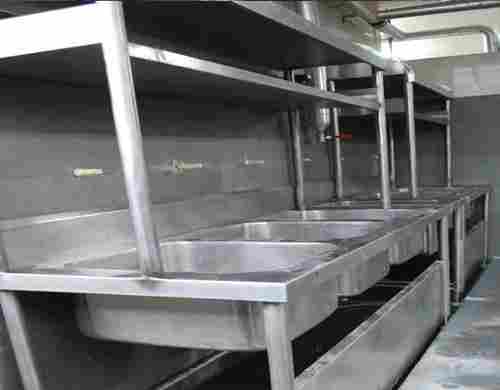 Glossy Finish Corrosion Resistant Stainless Steel Rectangular Three Sink Unit