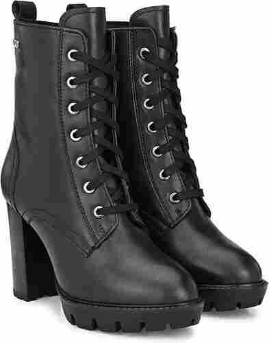 Leather High Ankle Boots For Casual Wear