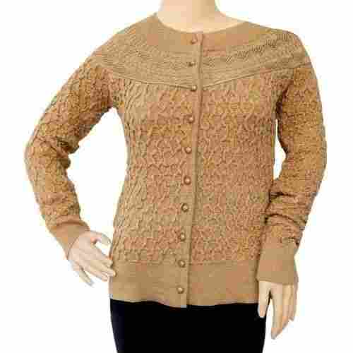 Ladies Round Neck Cardigan Sweaters For Casual Wear